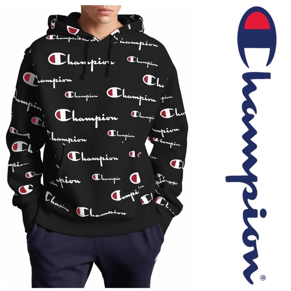 champion diagonal logo hoodie